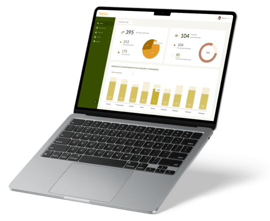 Laptop MacBook Air mostrando el panel de control de Sirio